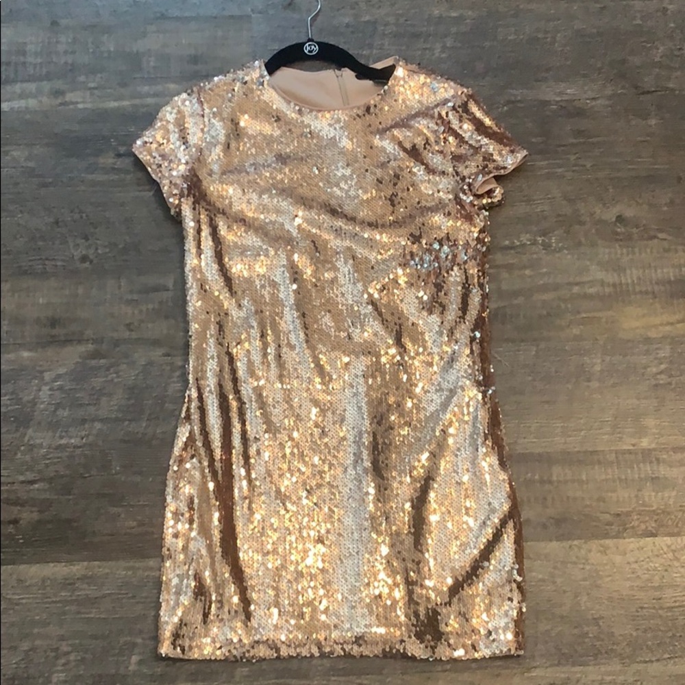 Rose gold sequin tshirt dress